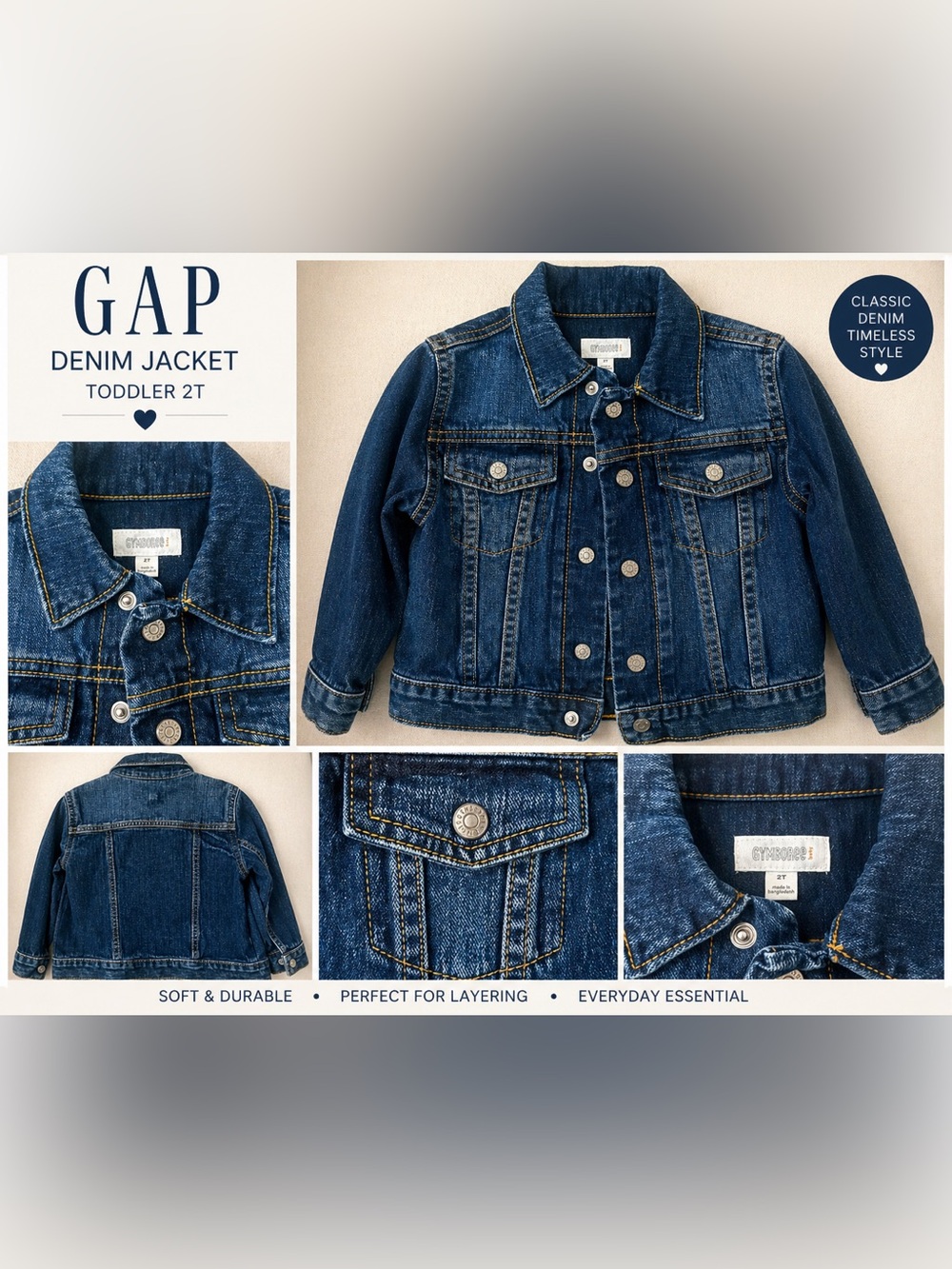 GAP Kids Dark Blue Denim Jean Jacket